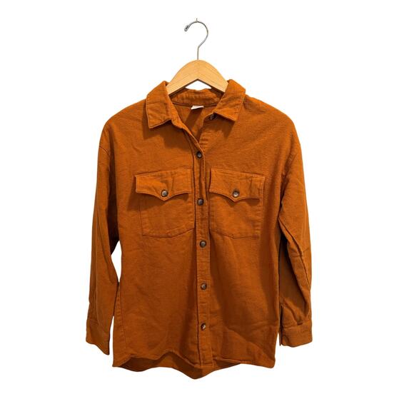 Melrose and Market Solid Button Collared Shacket Women’s Size XXS Rust Leather - Picture 3 of 8